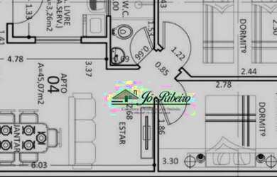 Imagem: O apartamento possui 2 Dormitórios, 1 Banheiro, 1 Vaga na garagem