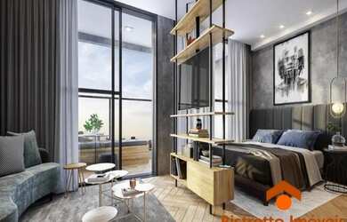 Imagem: O apartamento possui 1 Dormitório, 1 Banheiro, 1 Vaga na garagem