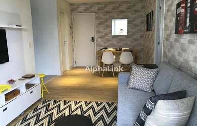 Imagem: O apartamento possui 1 Dormitório, 2 Banheiros, 1 Vaga na garagem