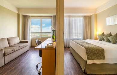 Imagem: O apartamento possui 1 Dormitório, 1 Banheiro, 1 Vaga na garagem