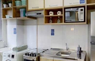 Imagem: O apartamento possui 2 Dormitórios, 1 Banheiro, 1 Vaga na garagem