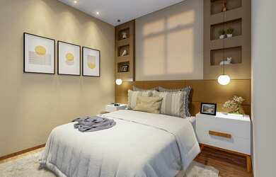 Imagem: O apartamento possui 2 Dormitórios, 1 Banheiro, 1 Vaga na garagem