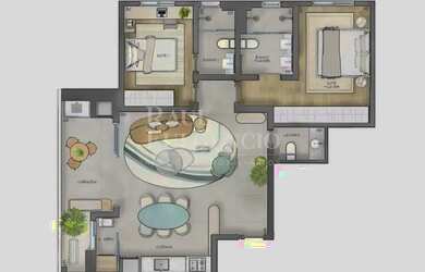 Imagem: O apartamento possui 2 Dormitórios, 2 Banheiros, 2 Vagas na