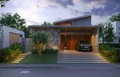 Imagem: A casa em condomínio possui 3 Dormitórios, 1 Banheiro, 4 Vagas