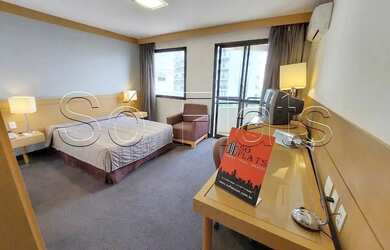 Imagem: O apartamento possui 1 Dormitório, 1 Banheiro, 1 Vaga na garagem