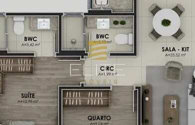 Imagem: O apartamento possui 2 Dormitórios, 2 Banheiros, 1 Vaga na