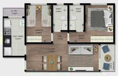 Imagem 7: Top Club Residencial 2/4 suíte elevador no antigo Golf Club, suíte,...