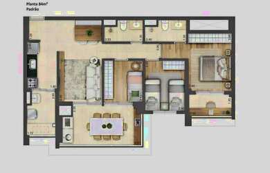 Imagem: O apartamento possui 3 Dormitórios, 2 Banheiros, 2 Vagas na