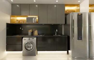 Imagem: O apartamento possui 1 Dormitório, 1 Banheiro, 1 Vaga na garagem