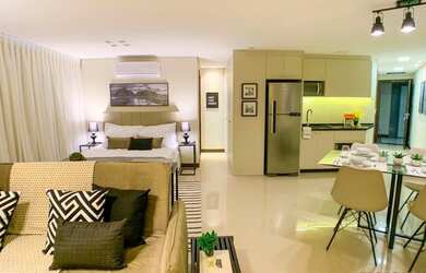 Imagem: O studio possui 1 Dormitório, 1 Banheiro, 1 Vaga na garagem