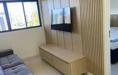 Imagem: O apartamento possui 1 Dormitório, 1 Banheiro, 1 Vaga na garagem