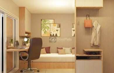 Imagem: O studio possui 1 Dormitório, 1 Banheiro, 1 Vaga na garagem