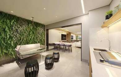 Imagem: O apartamento possui 1 Dormitório, 1 Banheiro, 1 Vaga na garagem