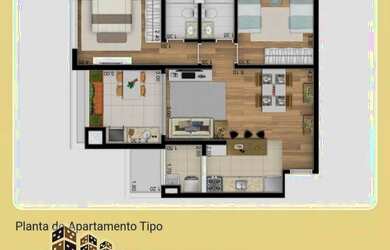 Imagem: O apartamento possui 2 Dormitórios, 2 Banheiros, 77m² de Área