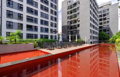 Imagem: O apartamento possui 1 Dormitório, 2 Banheiros, 2 Vagas na