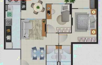 Imagem: O apartamento possui 3 Dormitórios, 1 Banheiro, 2 Vagas na