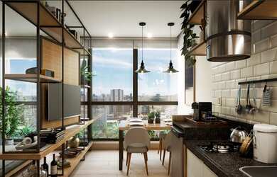 Imagem: O apartamento possui 2 Dormitórios, 1 Banheiro, 1 Vaga na garagem