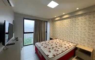 Imagem: O apartamento possui 1 Dormitório, 1 Banheiro, 1 Vaga na garagem