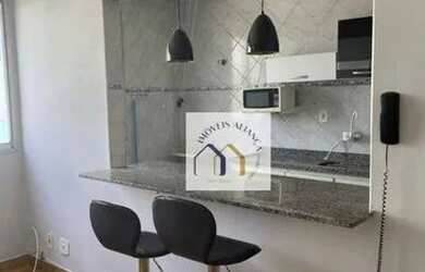 Imagem: O apartamento possui 1 Dormitório, 1 Banheiro, 1 Vaga na garagem