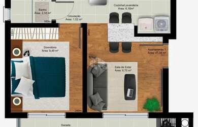 Imagem 3: Apartamento 1 dormitório próximo a UFSM