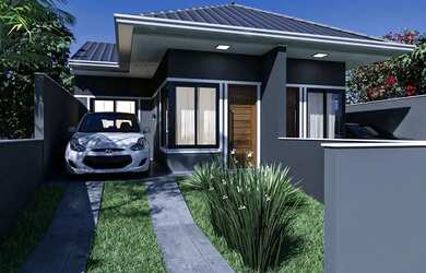 Imagem: A casa possui 2 Dormitórios, 1 Banheiro, 2 Vagas na garagem