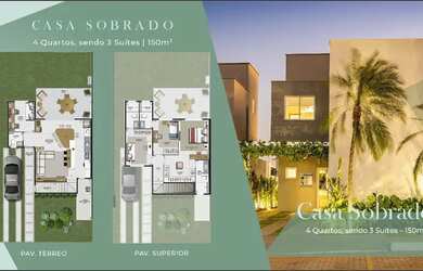 Imagem: A casa em condomínio possui 4 Dormitórios, 4 Banheiros, 2