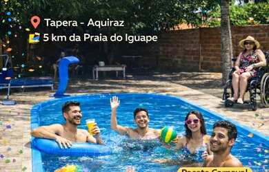 Imagem: A casa possui 4 Dormitórios, Acomodam 9 pessoas, 5 Vagas na