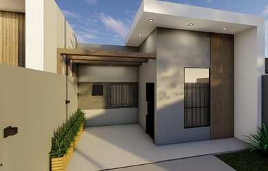 Imagem: A casa possui 3 Dormitórios, 1 Banheiro, 2 Vagas na garagem