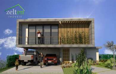 Imagem: A casa em condomínio possui 4 Dormitórios, 4 Banheiros, 320m²