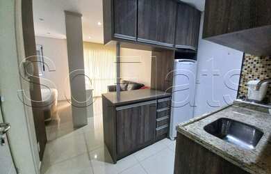 Imagem: O apartamento possui 1 Dormitório, 1 Banheiro, 1 Vaga na garagem