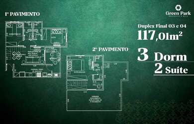 Imagem: O apartamento possui 3 Dormitórios, 1 Banheiro, 1 Vaga na garagem