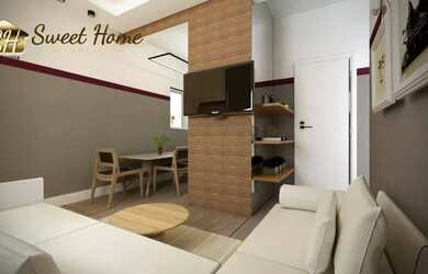 Imagem: O apartamento possui 2 Dormitórios, 1 Banheiro, 1 Vaga na garagem