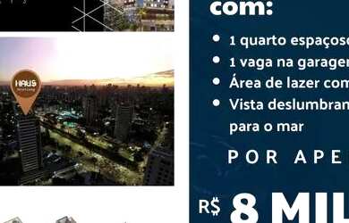 Imagem: O apartamento possui 1 Dormitório, 1 Banheiro, 1 Vaga na garagem