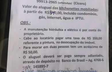 Imagem: A kitnet possui 1 Dormitório, 1 Banheiro, 1 Vaga na garagem