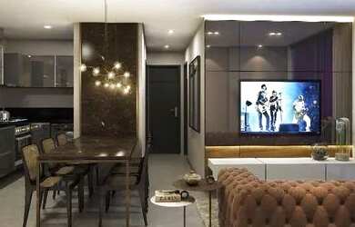 Imagem: O apartamento possui 1 Dormitório, 1 Banheiro, 1 Vaga na garagem