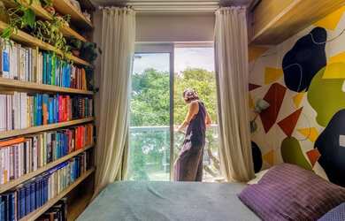 Imagem: O apartamento possui 1 Dormitório, 1 Banheiro, 1 Vaga na garagem