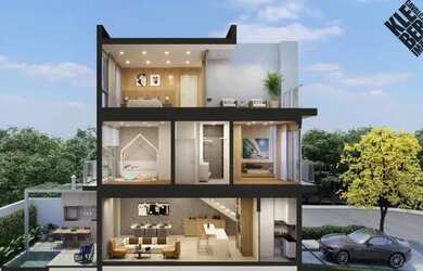 Imagem: A casa em condomínio possui 4 Dormitórios, 2 Banheiros, 3