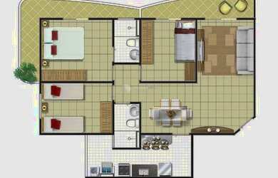 Imagem: O apartamento possui 3 Dormitórios, 2 Banheiros, 2 Vagas na