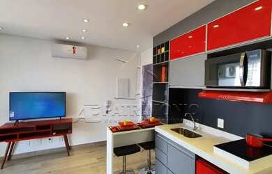 Imagem: O apartamento possui 1 Dormitório, 1 Banheiro, 1 Vaga na garagem