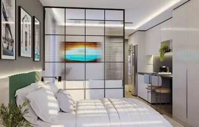 Imagem: O apartamento possui 1 Dormitório, 1 Banheiro, 30m² de Área