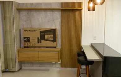 Imagem: O apartamento possui 1 Dormitório, 1 Banheiro, 1 Vaga na garagem