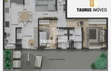 Imagem: O apartamento possui 2 Dormitórios, 3 Banheiros, 1 Vaga na