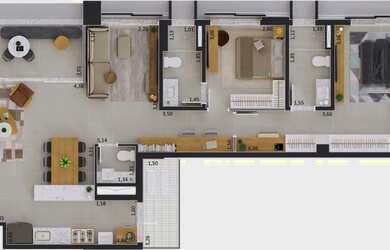 Imagem: O apartamento possui 3 Dormitórios, 4 Banheiros, 4 Vagas na