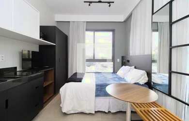 Imagem: O studio possui 1 Dormitório, 1 Banheiro, 1 Vaga na garagem