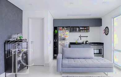 Imagem: O apartamento possui 1 Dormitório, 2 Banheiros, 1 Vaga na garagem