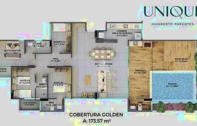 Imagem: O apartamento possui 4 Dormitórios, 3 Banheiros, 3 Vagas na