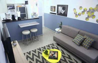 Imagem: O apartamento possui 1 Dormitório, 1 Banheiro, 1 Vaga na garagem