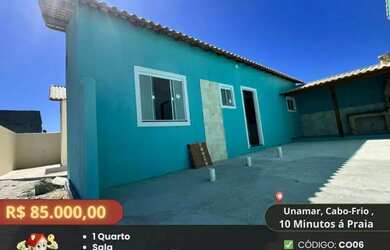 Imagem: A casa possui 1 Dormitório, 1 Banheiro, 1 Vaga na garagem