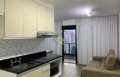 Imagem: O apartamento possui 1 Dormitório, 1 Banheiro, 1 Vaga na garagem