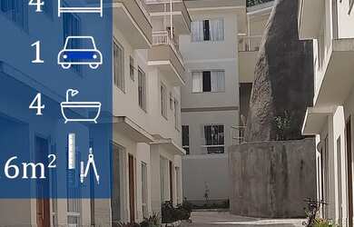 Imagem: A casa em condomínio possui 4 Dormitórios, 4 Banheiros, 1